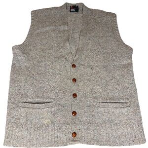 Vintage 80s Robert Bruce Confetti Brown V-Neck Sweater Vest Cardigan Union USA